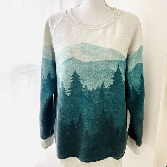 LA Soul Sweaters - Scenic Forest Print Crew Neck Sweatshirt